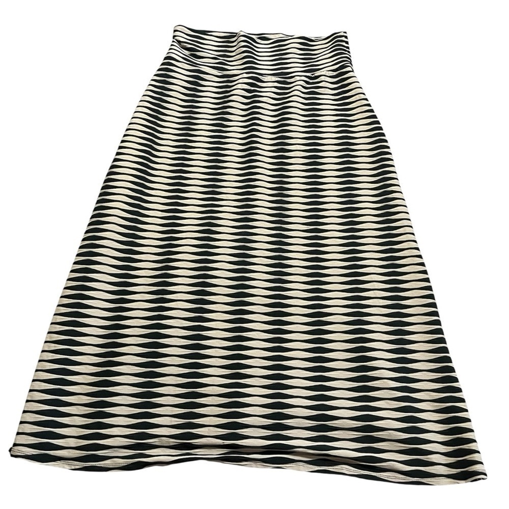 Black Tan Geometric Maxi Skirt Size XL elastic hippie boho goth Halloween office